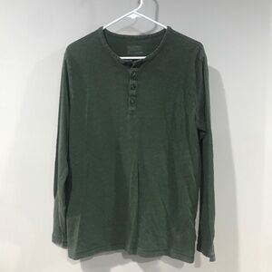 Patagonia Mens Henley Shirt - 100% Organic Cotton Size M Green Long Sleeve Fall